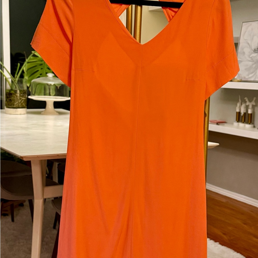 Sandro Vibrant Orange V-Neck Dress